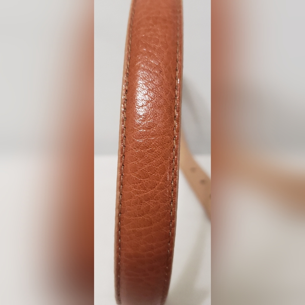 TALBOTS Belt Womens Size Small Tan Brown Leather Silvertone Buckle Western - Picture 5 of 14